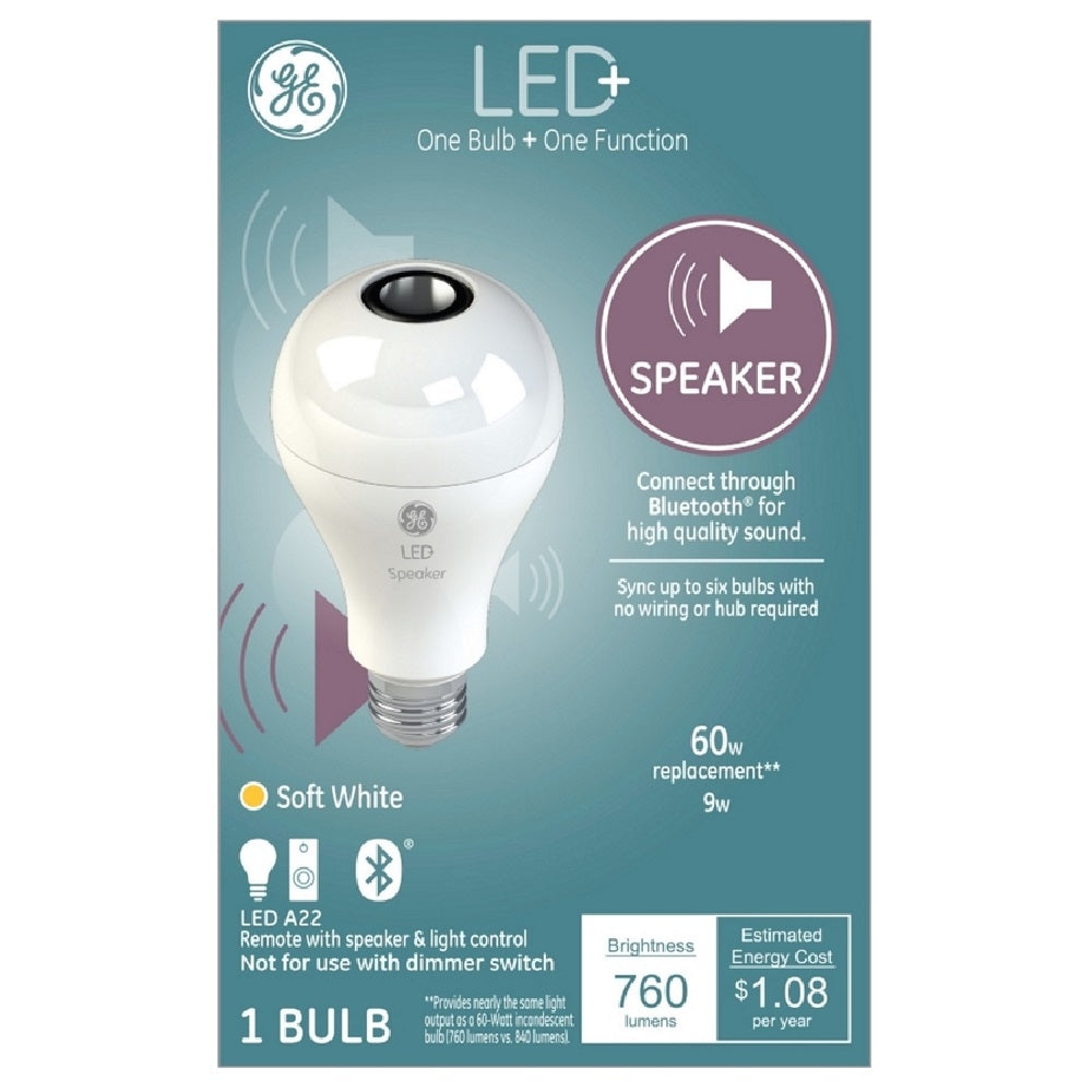 GE 93100352 A-Line A21 E26 ED Speaker Smart Bulb, Frosted