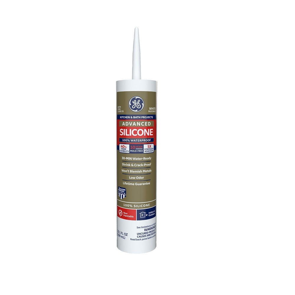 GE 2812565 Advanced Silicone II Kitchen and Bath Caulk, 10.1 Ounce