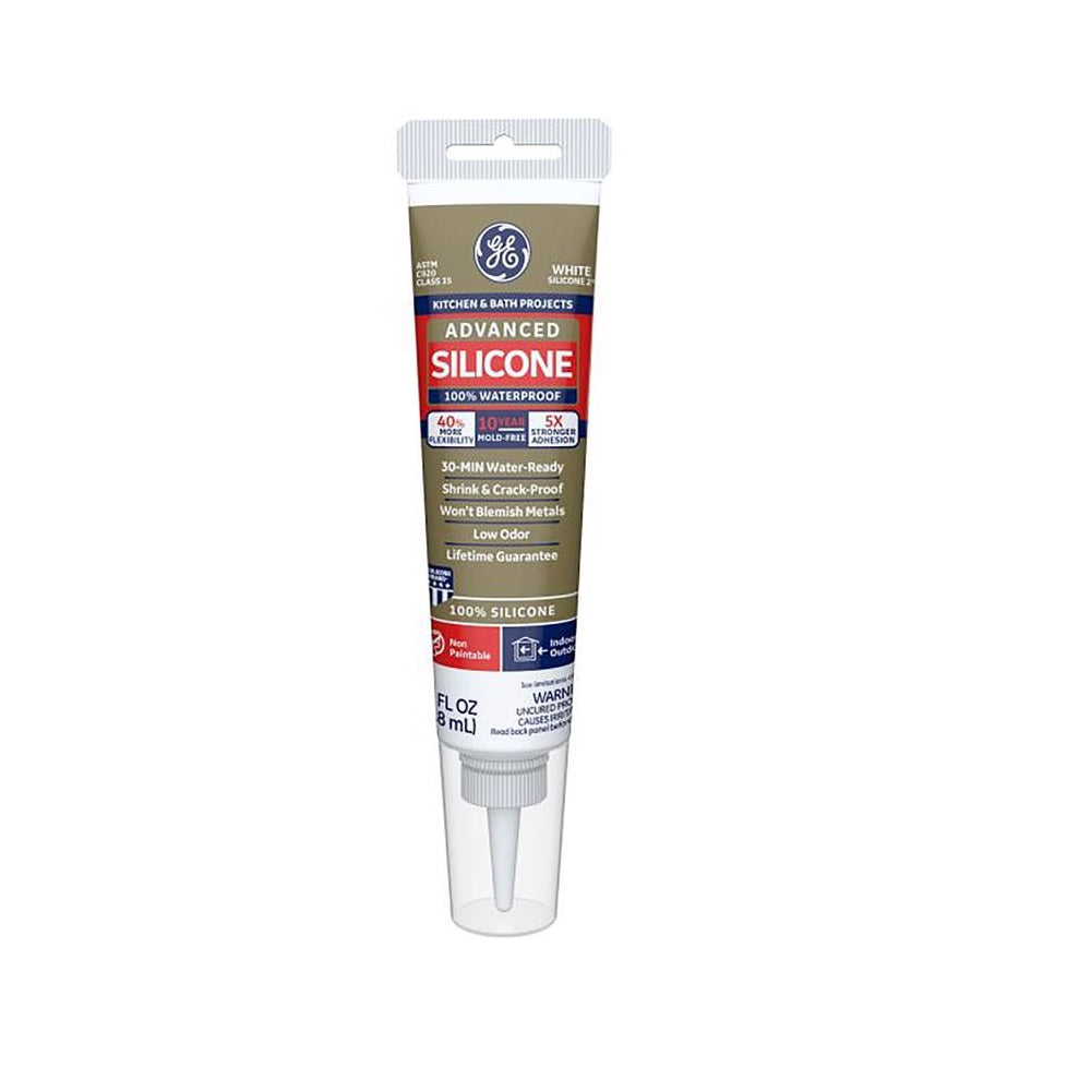 GE 2812566 Advanced Silicone Kitchen and Bath Caulk Sealant, 2.8 Ounce