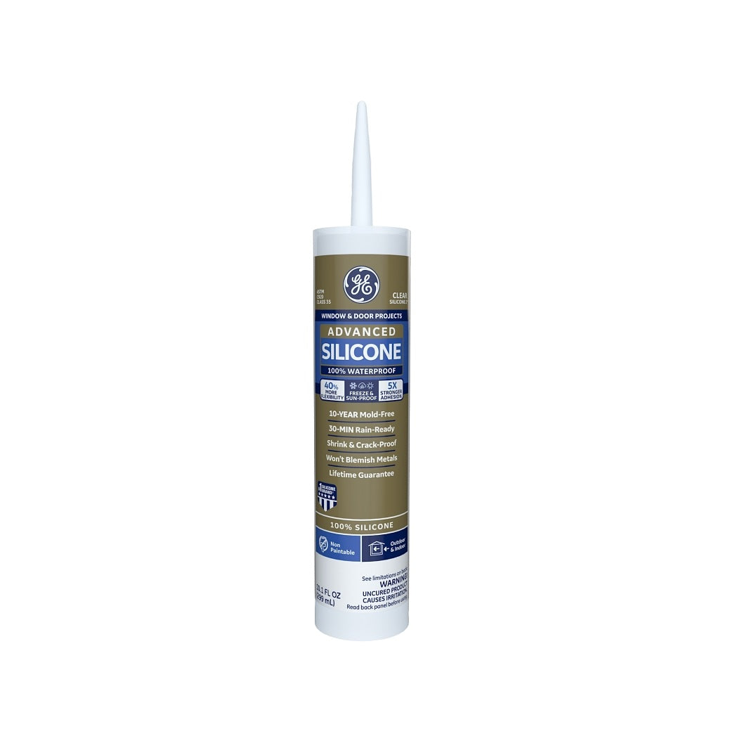 GE 2811092 Advanced Silicone Window and Door Caulk, 10.1 Oz