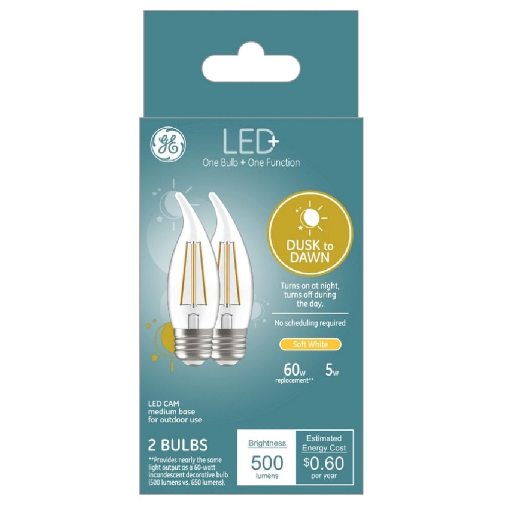 GE 93121493 Decorative CAM E26 LED Dusk to Dawn Bulb, Clear