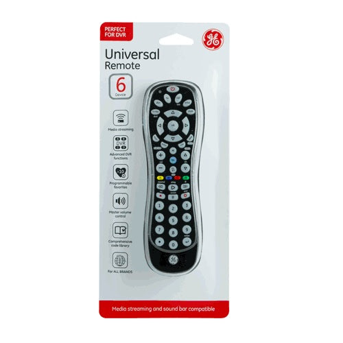 GE 34459 6 Device Universal Remote Control, Black