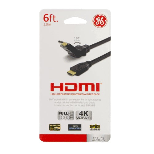 GE 35051 HDMI Cable Swivel Connector, 6'