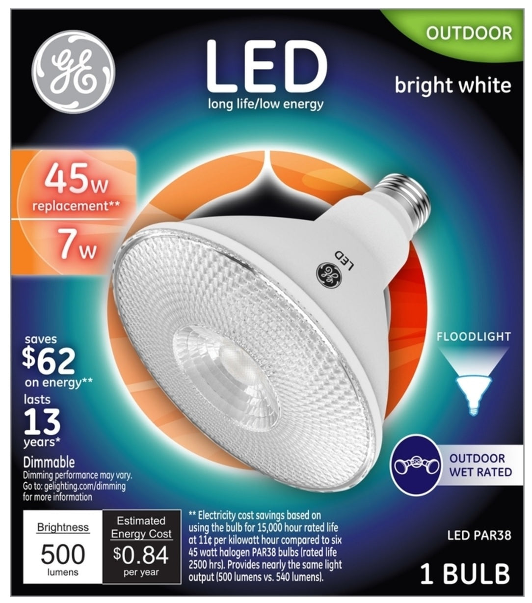 GE 38460 LED Floodlight Bulb, 7 Watts, 120 Volts