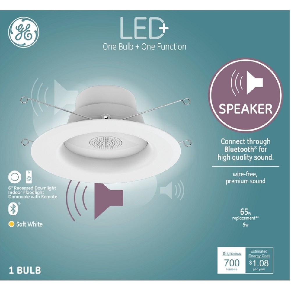 GE 93097006 LED Recessed Downlight + Speaker, White