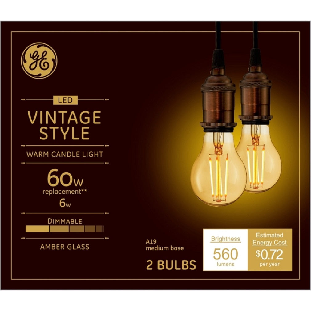 GE Lighting 42162 LED Bulb Amber Warm White, 2 Pack