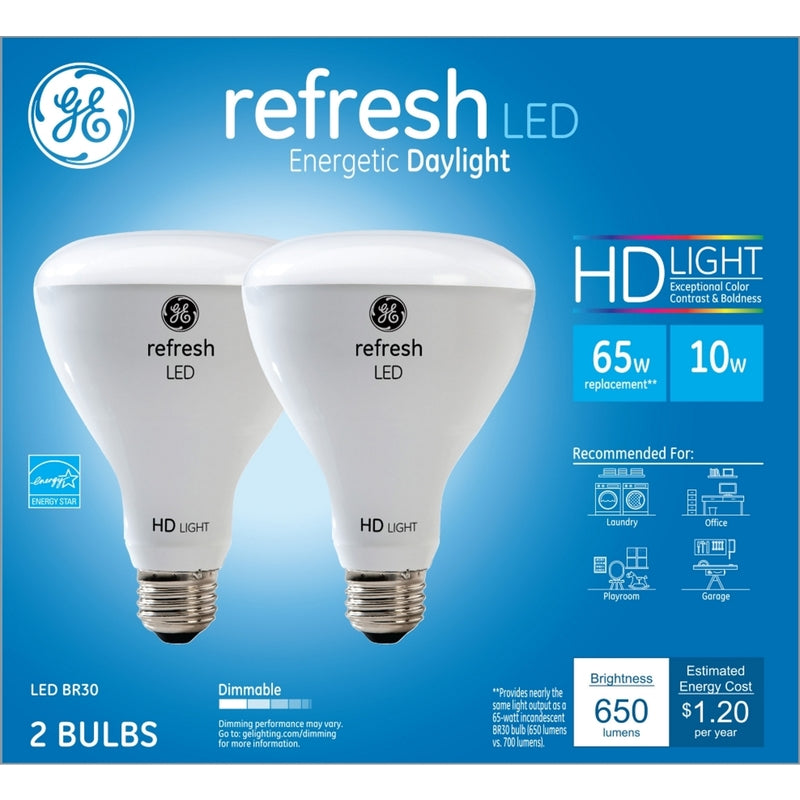 GE Lighting 41054 Refresh HD BR30 LED Floodlight Bulb, 5000 K