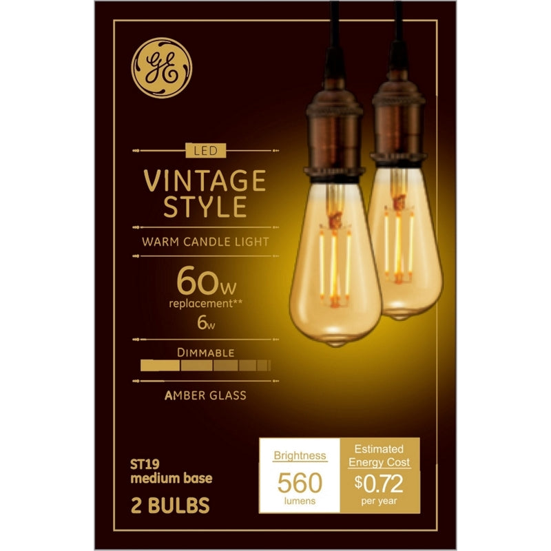 GE Lighting 42200 ST19 Vintage Style Dimmable LED Light Bulb, 6 Watts
