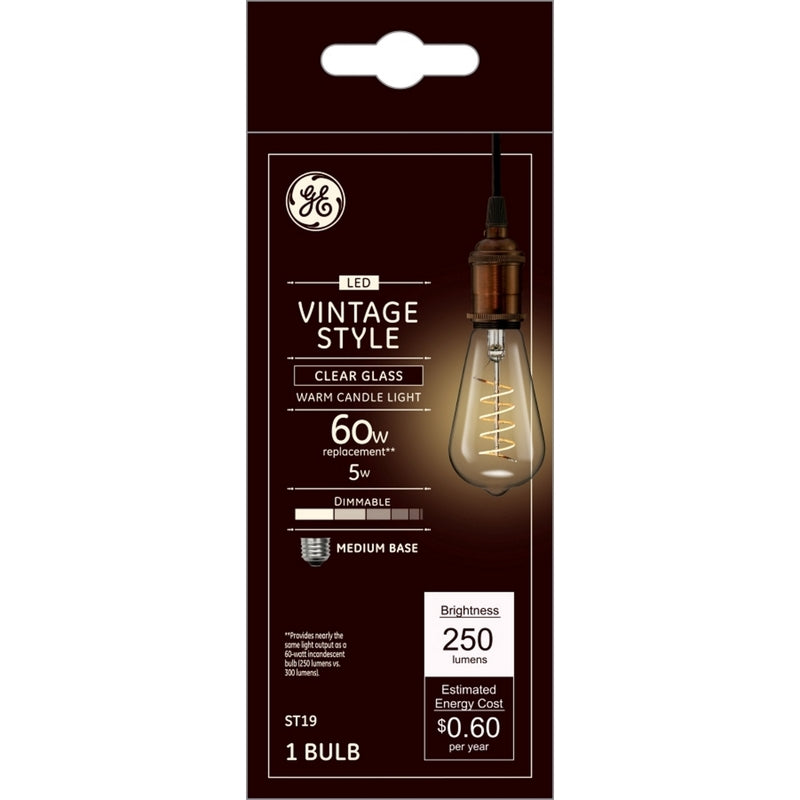 GE Lighting 36506 ST19 Vintage Style Filament LED Bulb, 5 W