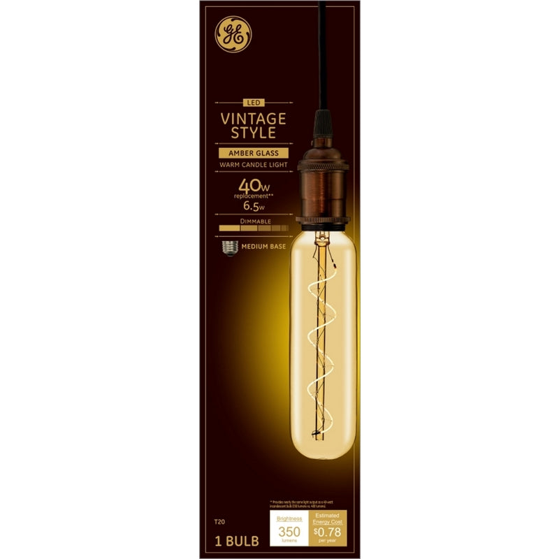 GE Lighting 93100096 T20 Vintage Style Filament LED Bulb, 2000 K