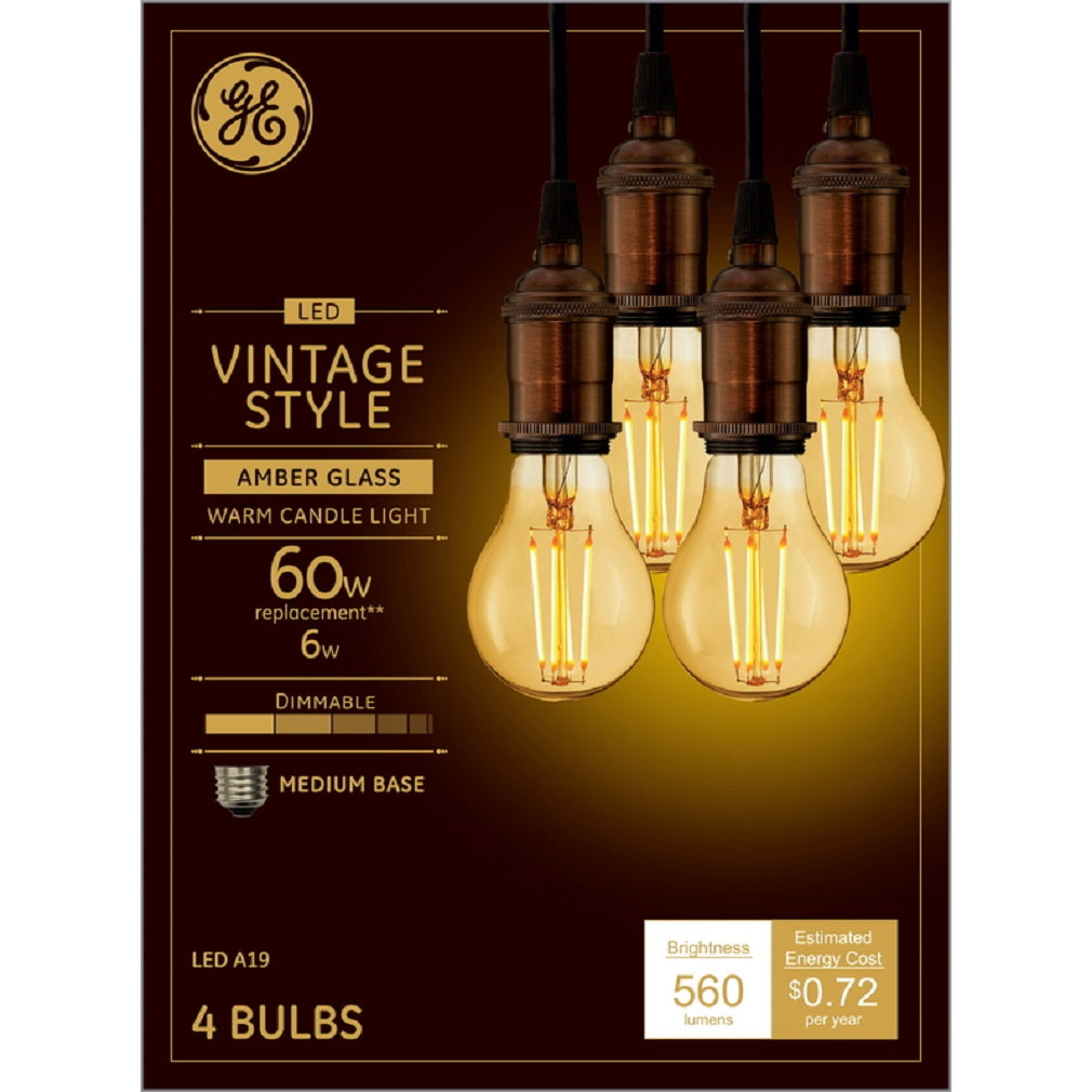 GE Lighting 33523 Vintage Style LED Bulb, Transparent Amber