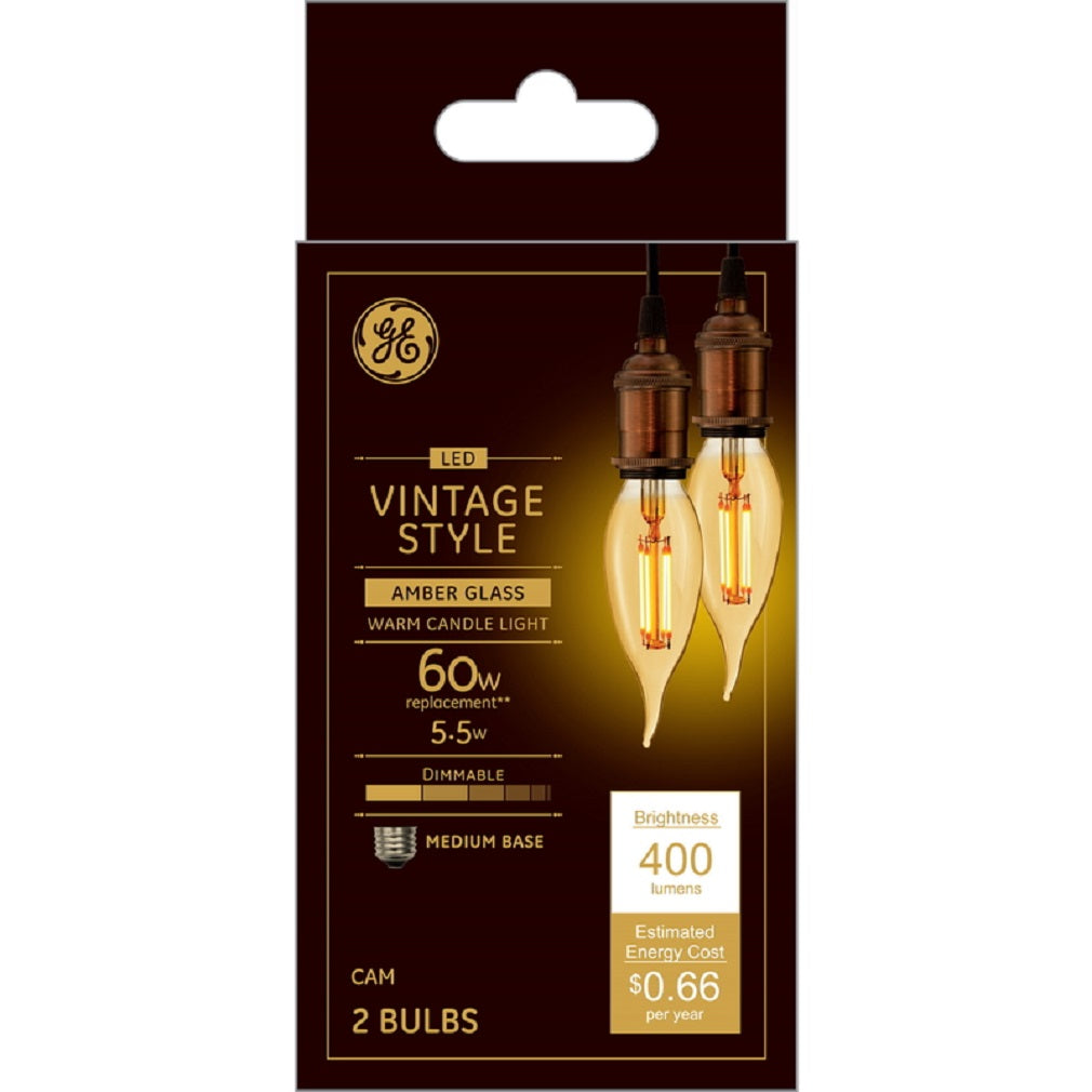 GE Lighting 36553 Vintage Style LED Bulb, Transparent Amber