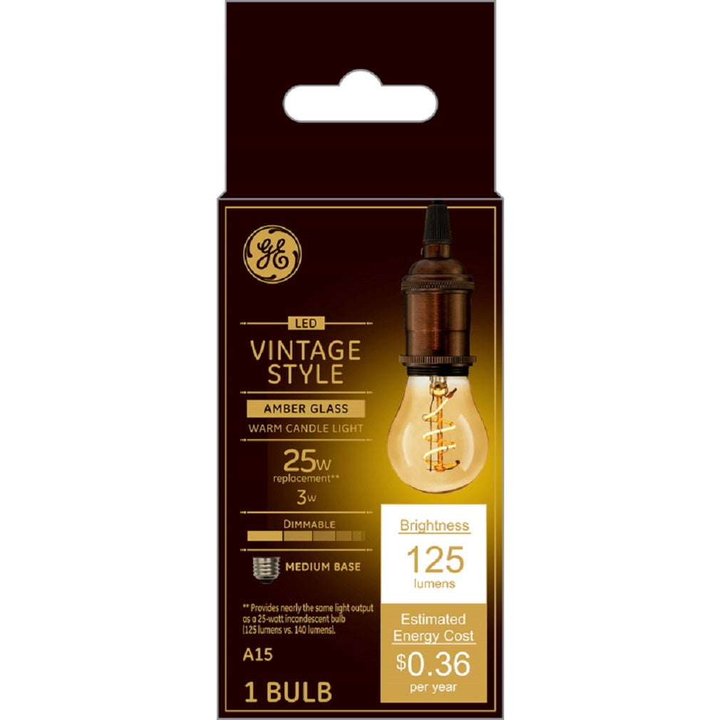 GE Lighting 36501 Vintage Style LED Bulb, Transparent Amber
