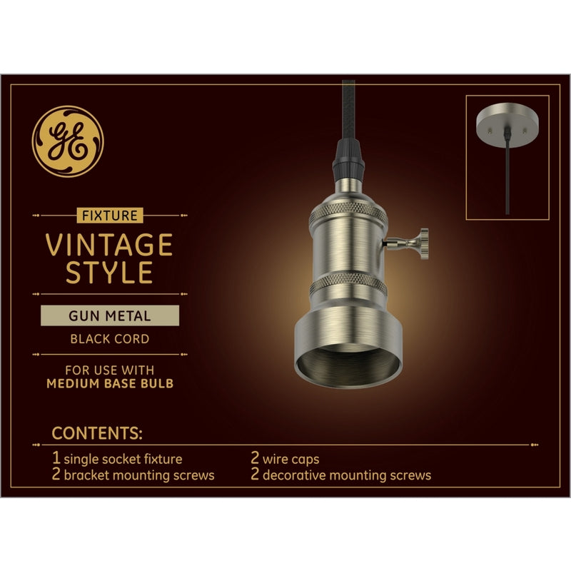 GE Lighting 93101844 Vintage Style Pendant Light, Gun Metal