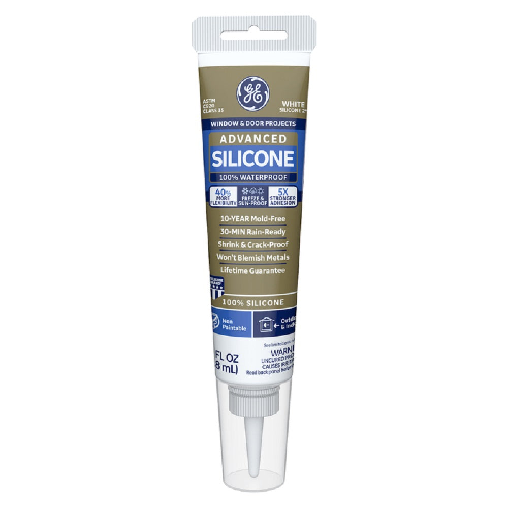 GE 2810438 Advanced Caulk Sealant, White, 2.8 Oz