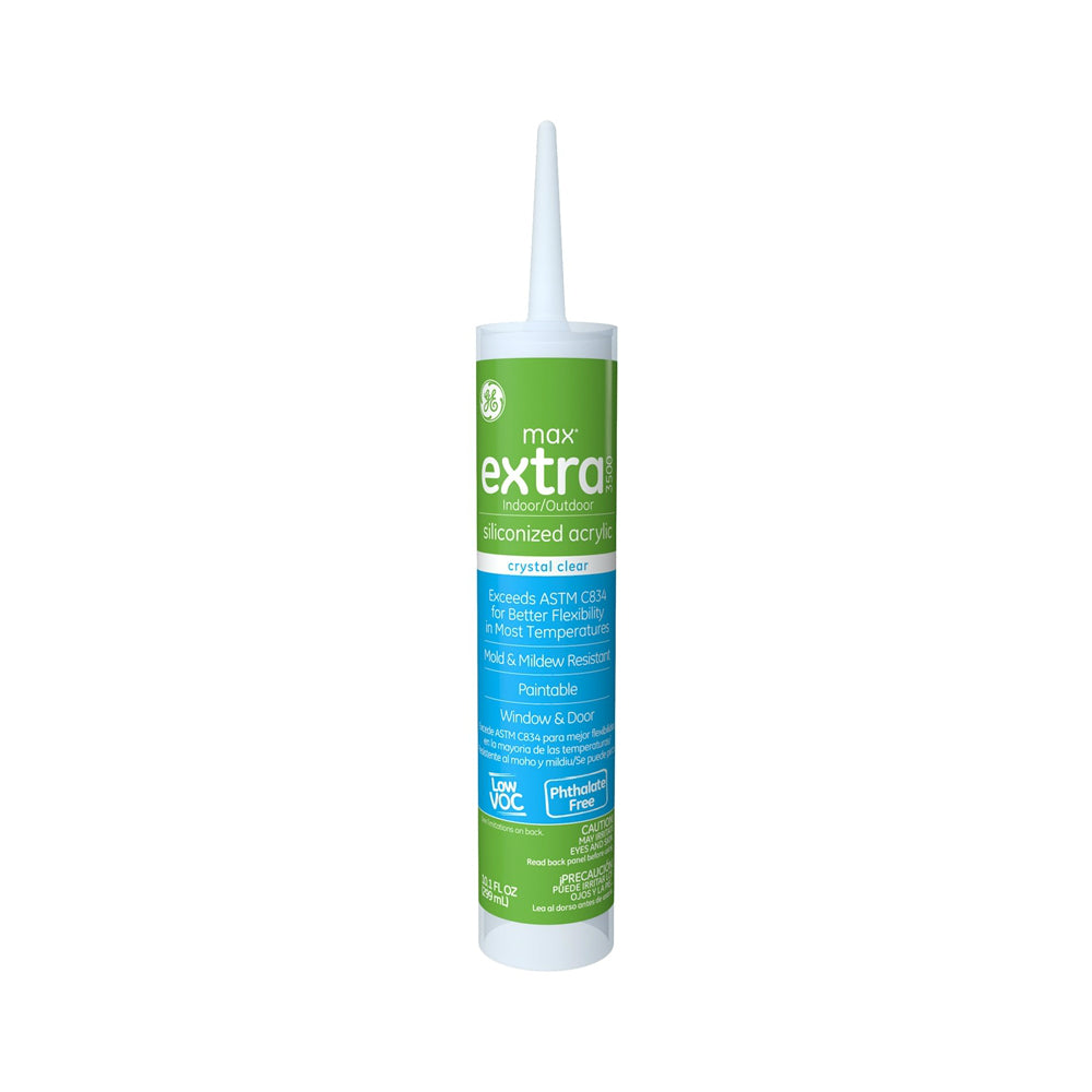 GE MAP210CR Max Extra Siliconized Acrylic Caulk, Clear, 10.1 oz