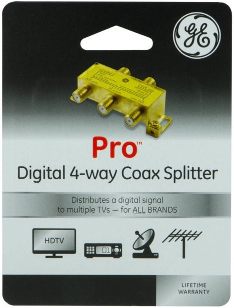 GE 33527 Pro Digital 4-way Coax Splitter 5, 2500 MHz