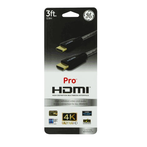 GE 34474 Pro Series HDMI Cable, 3'