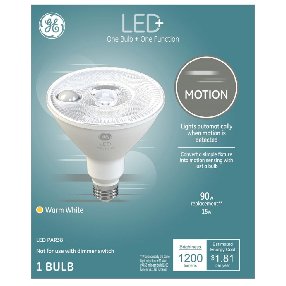 GE 93100350 Reflector PAR38 E26 LED Motion Activated Bulb, White