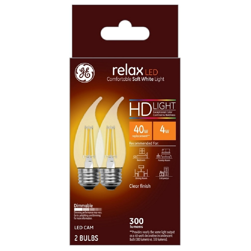 GE 31480 Relax CAM E26 LED Bulb, Clear, Soft White
