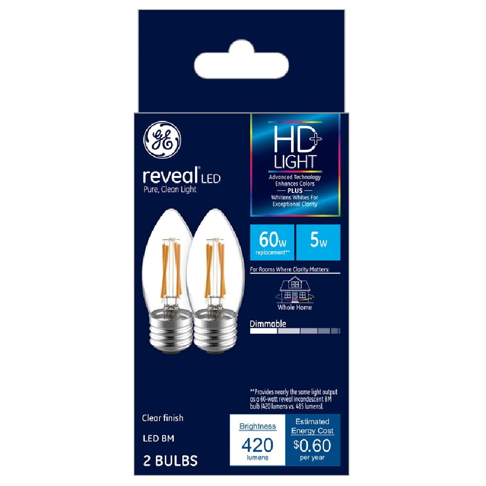 GE 31880 Reveal Decorative Blunt Tip E26 LED Bulb, Clear