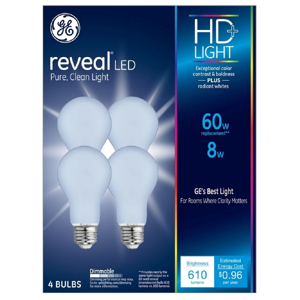 GE 46654 Reveal HD+ A-Line A19 E26 LED Bulb, Frosted