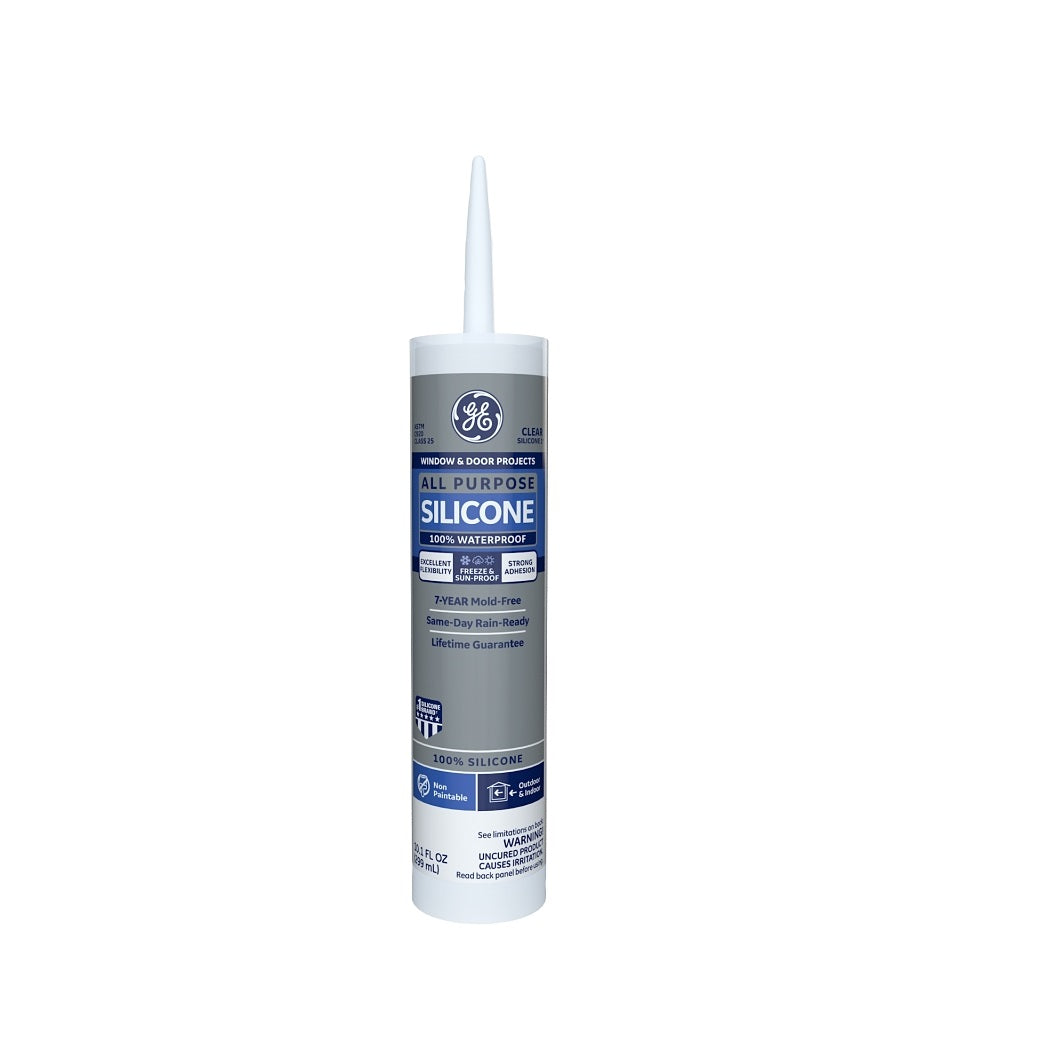 GE 2795576 Silicone I All Purpose Window & Door Sealant, Clear, 10.1 OZ