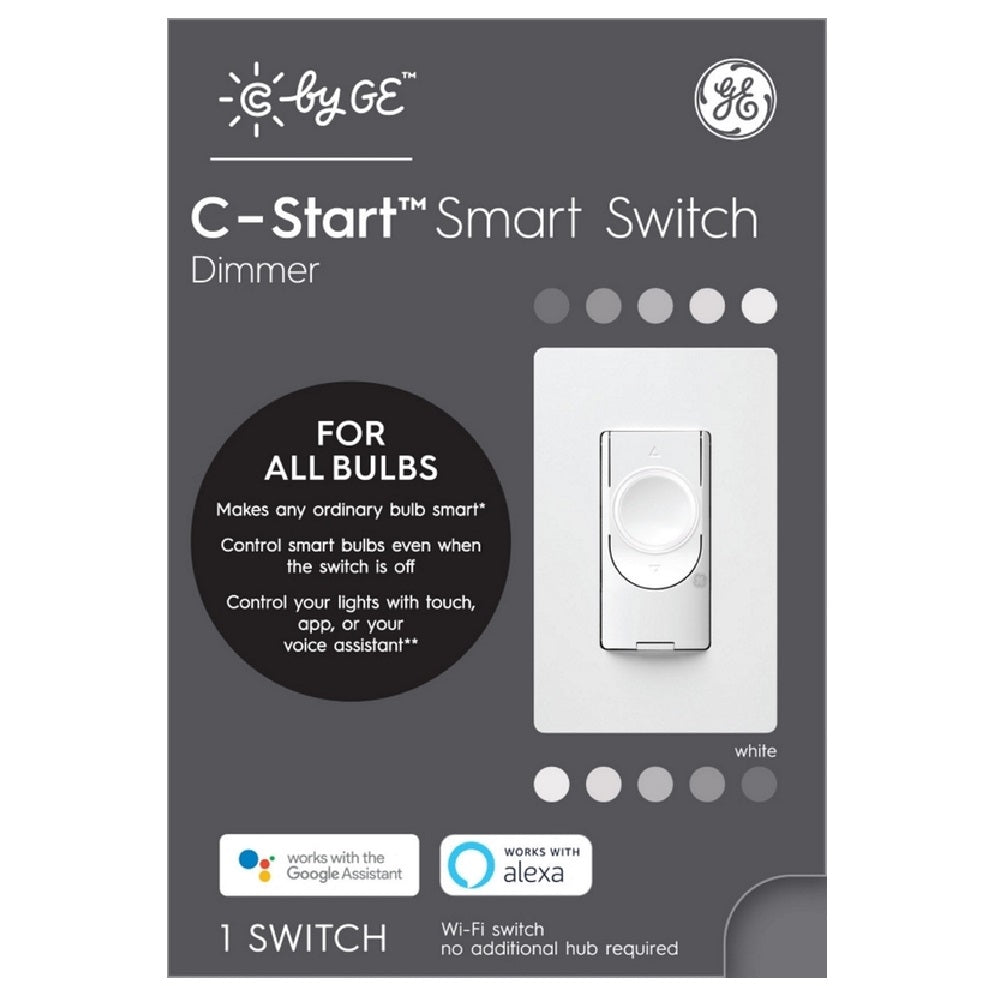 GE 48717 Single Pole or 3-way Smart Dimmer Switch, White