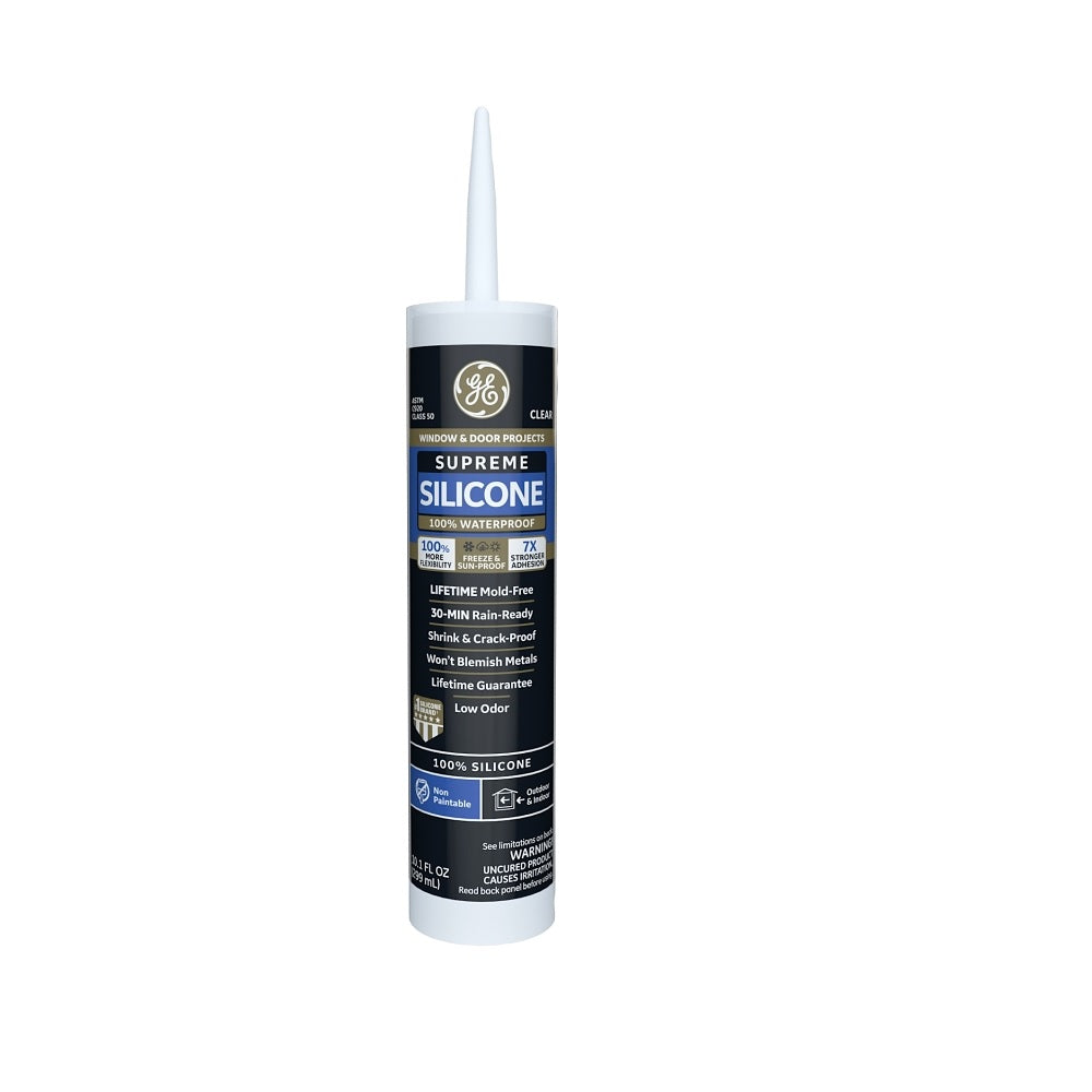 GE 2814816 Supreme Window and Door Silicone Caulk, 10.1 Ounce