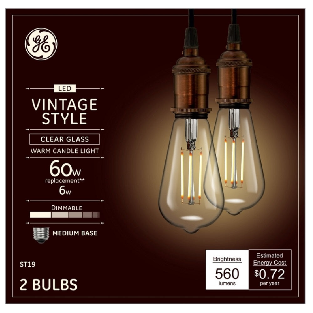 GE 36566 Vintage ST19 E26 LED Bulb, Clear