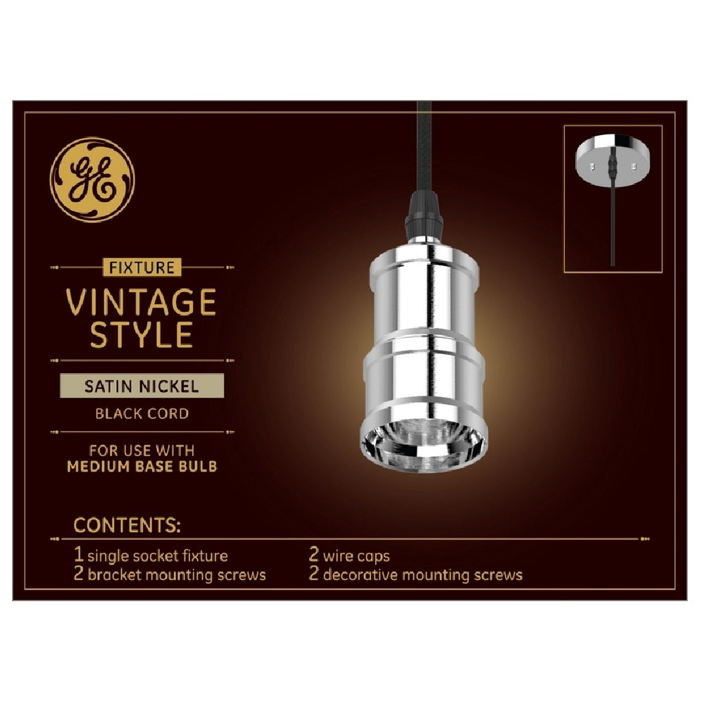 GE 93101948 Vintage Style Pendant Light, Satin Nickel