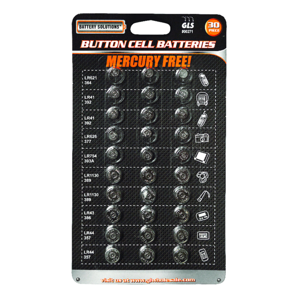 GLS 2222417Battery Solutions Button Cell Battery, 30 Pieces