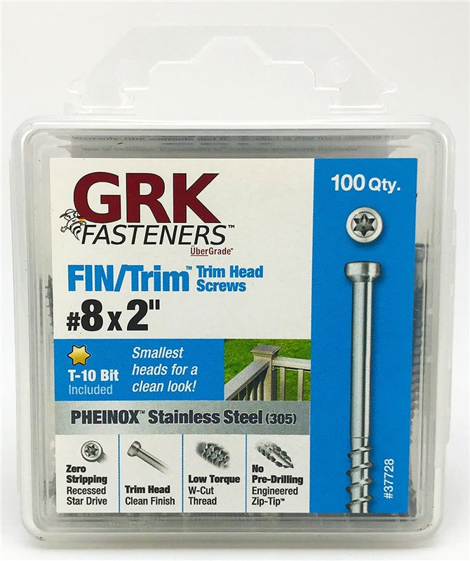 GRK Fasteners 67728 Pheinox FIN/TRIM Finishing Trim Head Screw, #8 x 2"