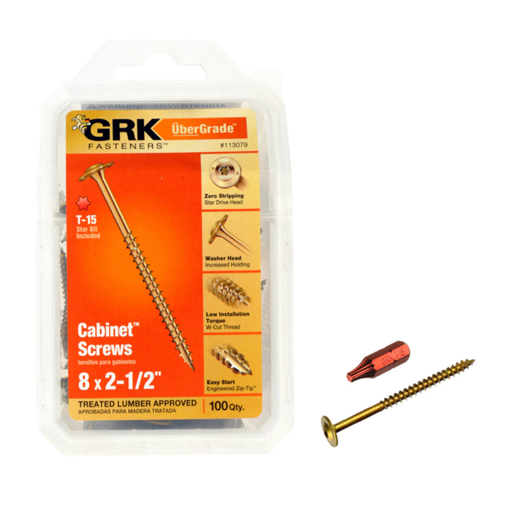 GRK Fasteners 113079 UberGrade Cabinet Screws, #8 x 2-1/2 in