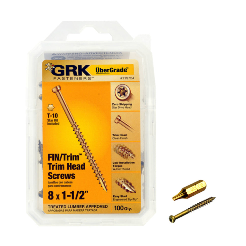GRK Fasteners 119724 UberGrade Star Drive Trim-Head Finish/Trim Screw, #8 x 1-1/2 in