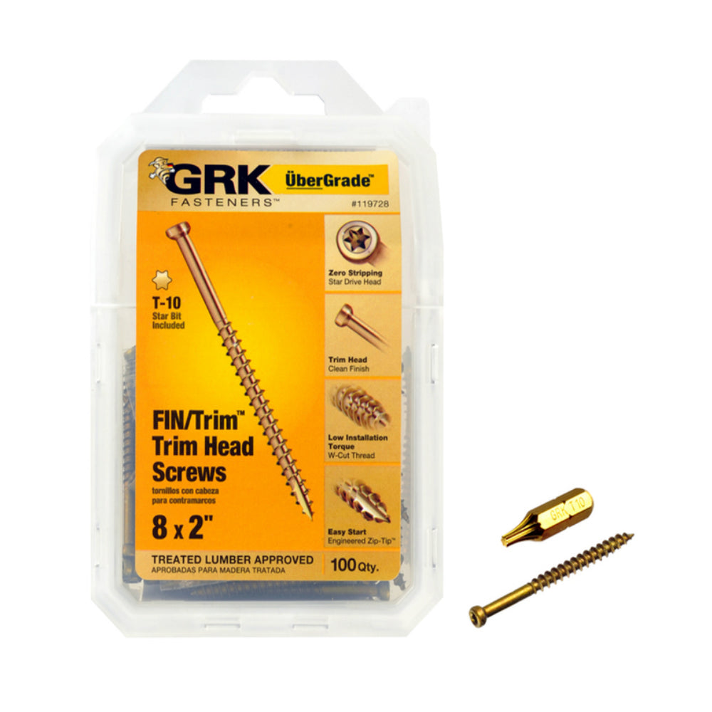 GRK Fasteners 119728 UberGrade Star Drive Trim-Head Finish/Trim Screw, #8 x 2 in