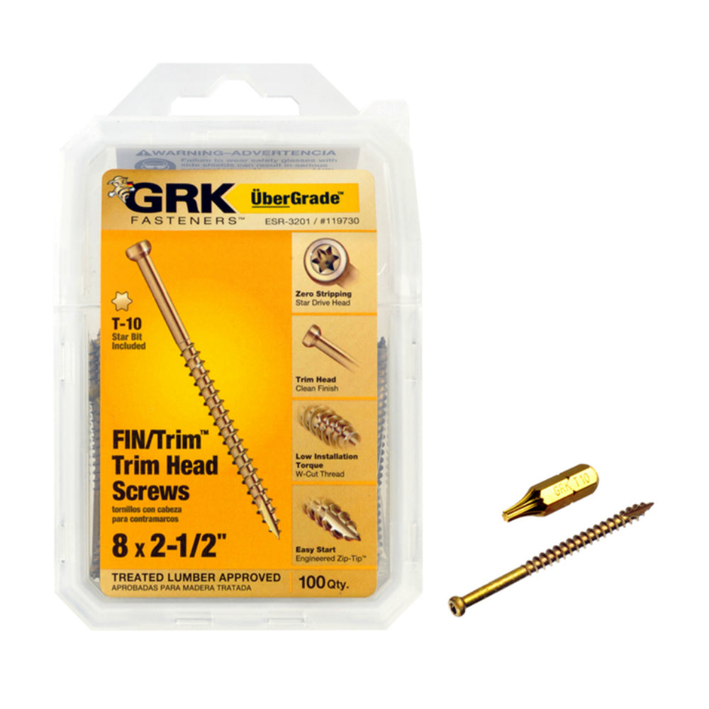 GRK Fasteners 119730 UberGrade Star Trim Head Steel Construction Screws, #8 x 2-1/2 in