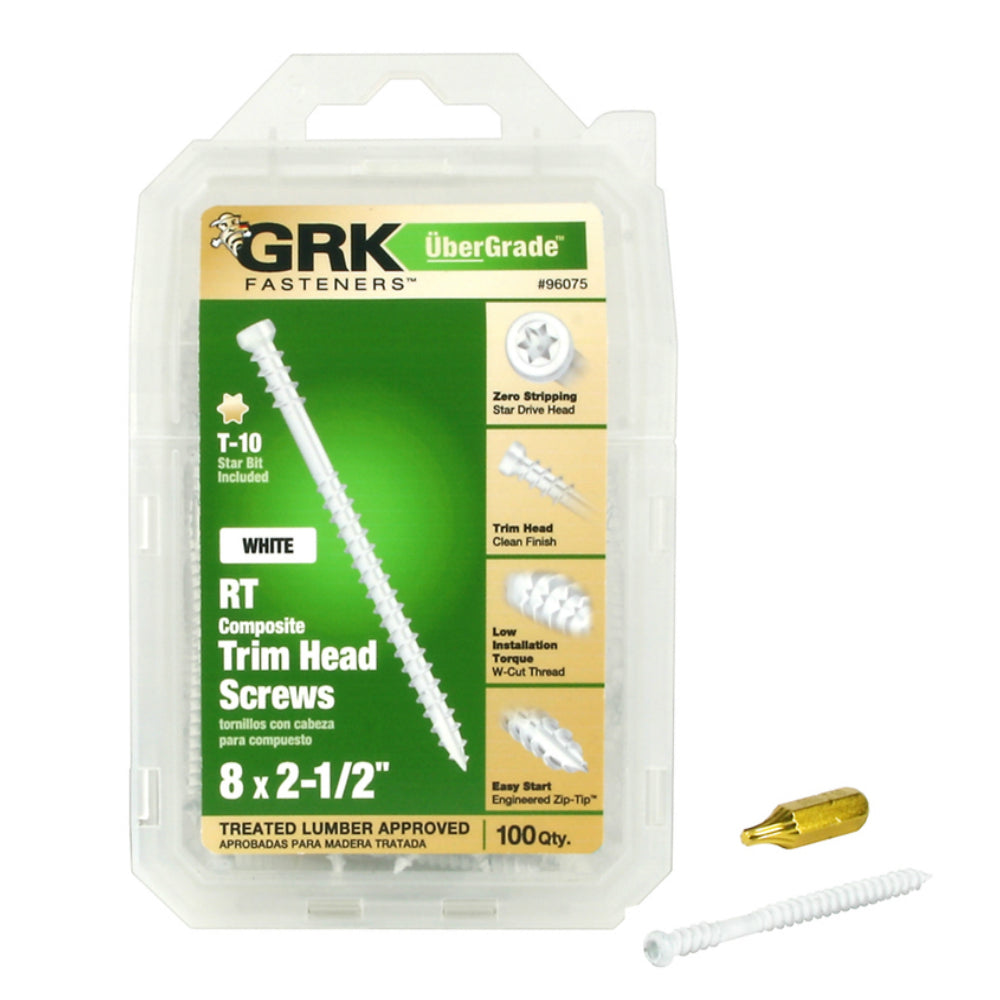 GRK Fasteners 96075 UberGrade Star Trim Head Steel Construction Screws, #8 x 2-1/2 in