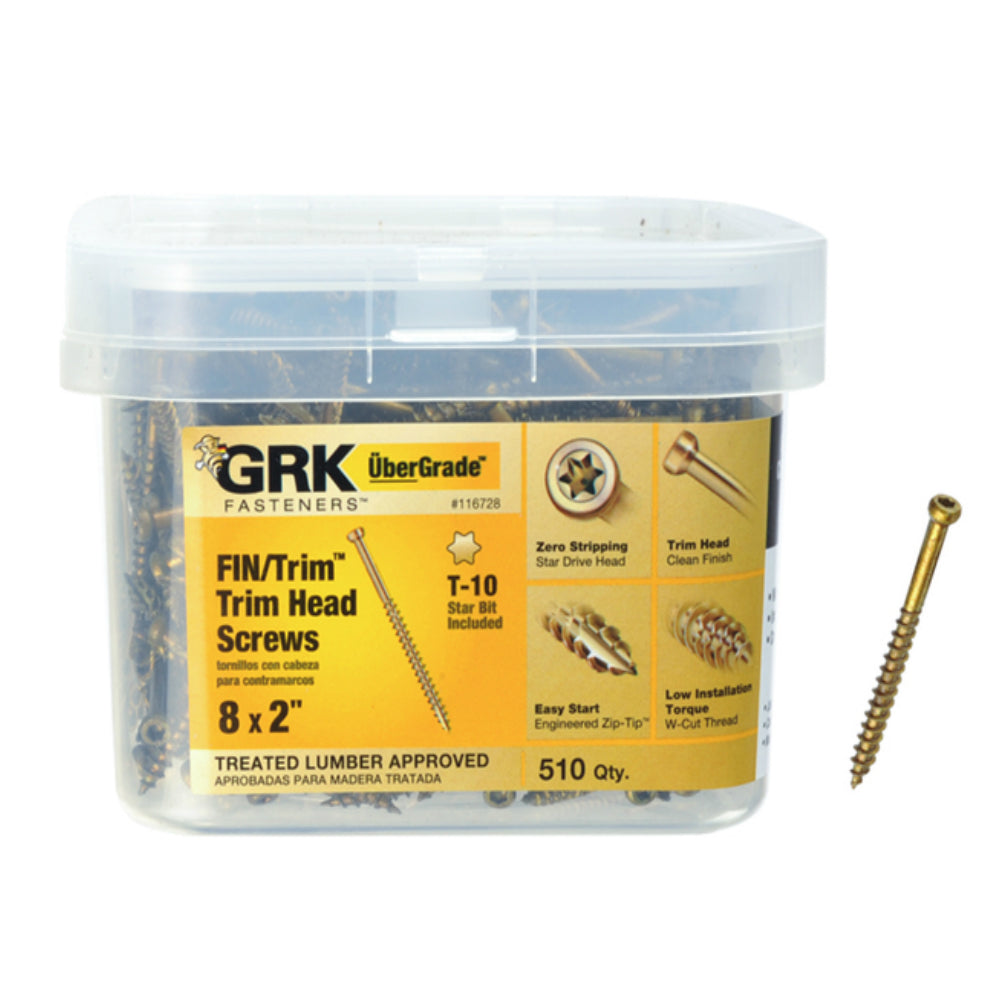 GRK Fasteners 116728 UberGrade Star Trim Head Steel Construction Screws, #8 x 2 in
