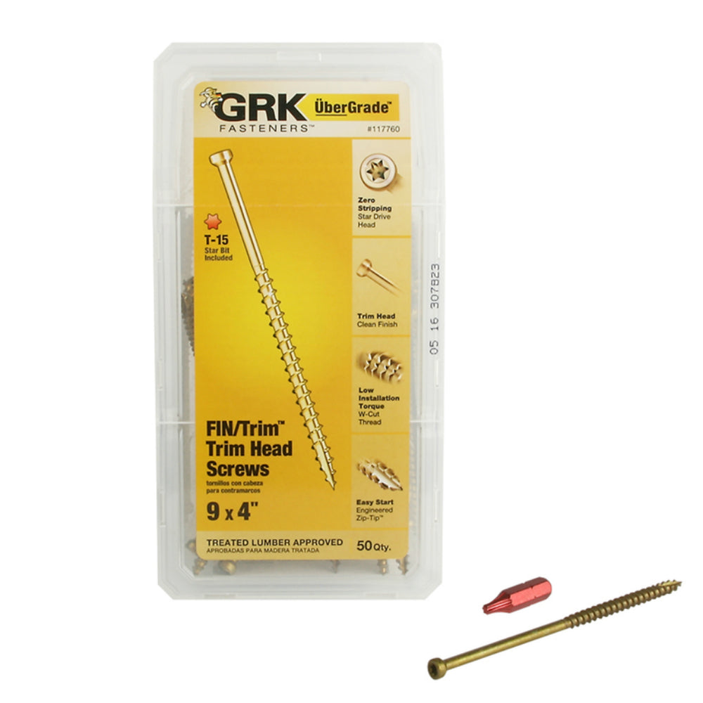 GRK Fasteners 117760 UberGrade Star Trim Head Steel Construction Screws, #9 x 4 in