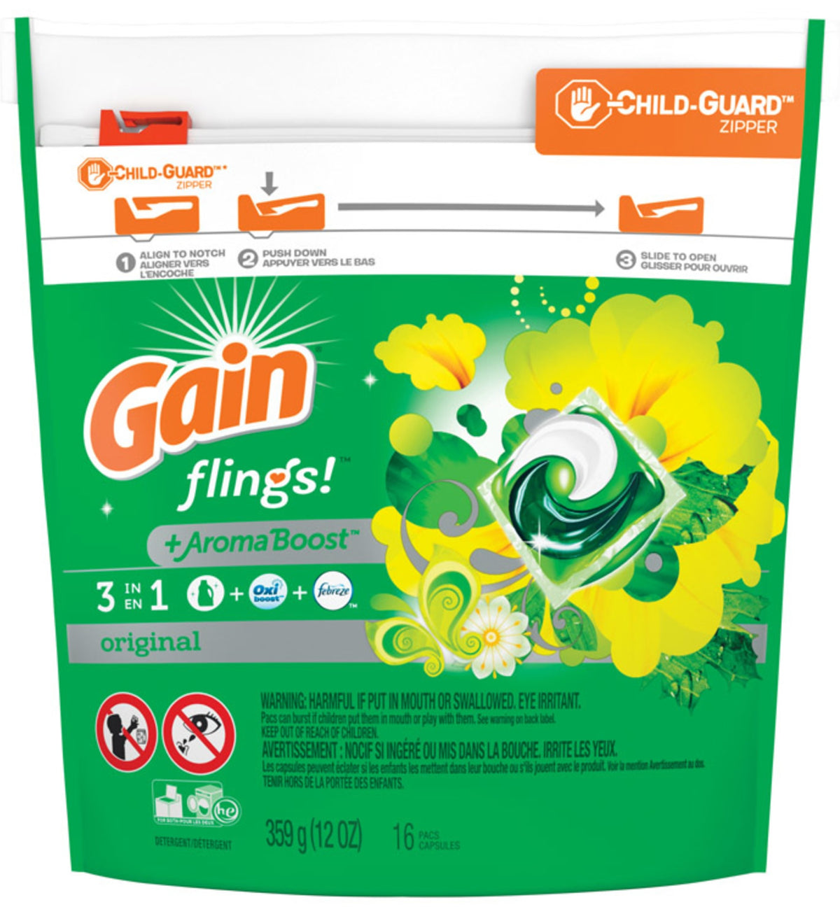 Gain 86750 Flings Laundry Detergent Pod, Original Scent