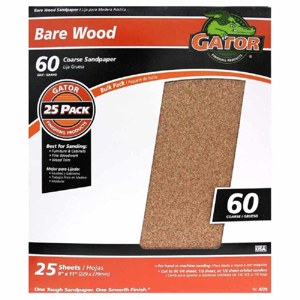 Gator 3278 Sanding Sheet, 60 Grit, Aluminum Oxide