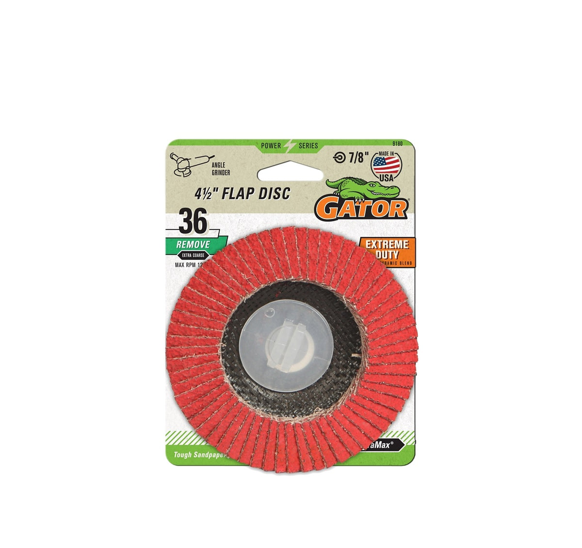 Gator 9180 Abrasive Flap Disc, 36 Grit, 7/8 inches