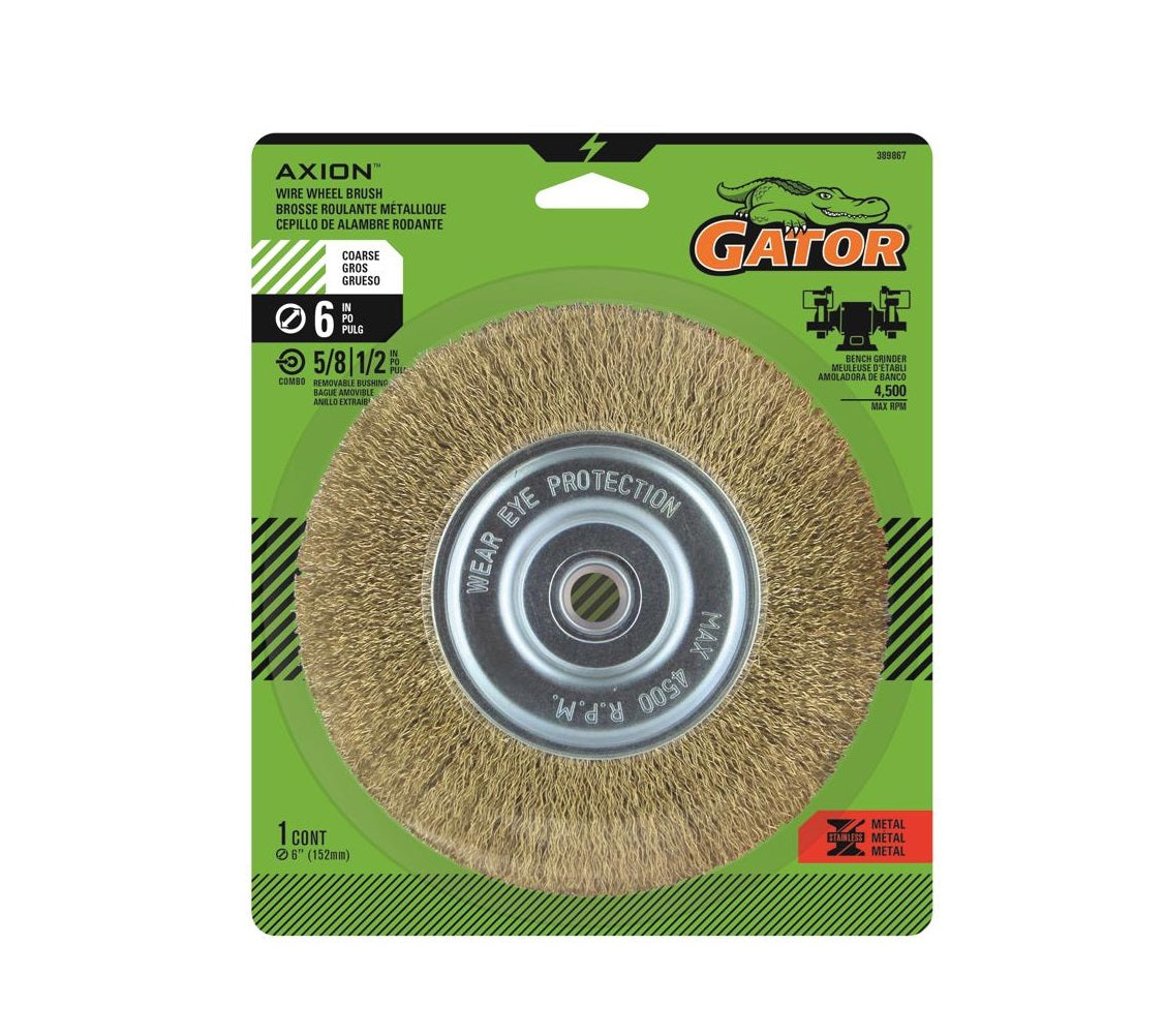 Gator 389867 Coarse Crimped Wire Wheel Brush, Brass Coated Steel