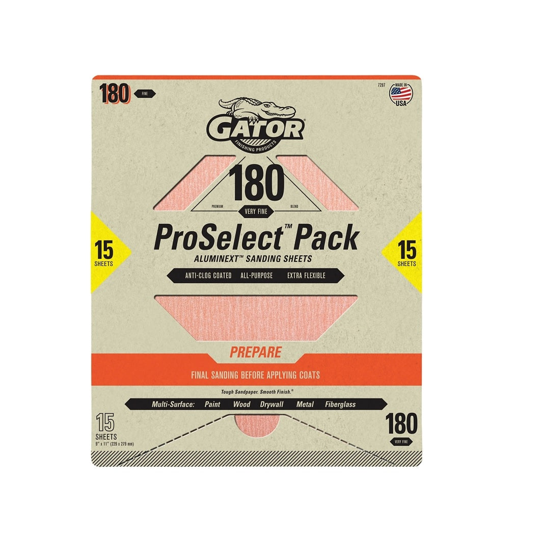 Gator 7287 Sanding Sheet, Aluminum Oxide, 180 Grit