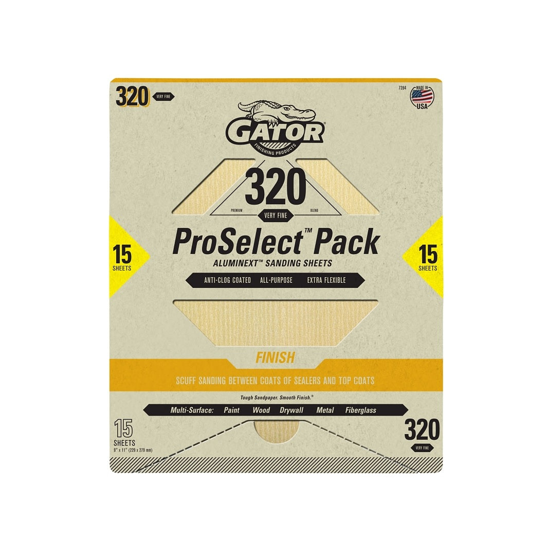 Gator 7284 Sanding Sheet, Aluminum Oxide, 320 Grit