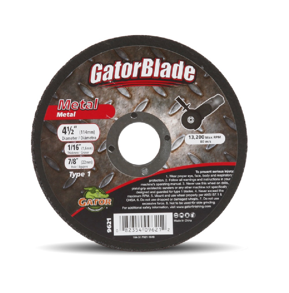 Gator 9621 Type 1 Metal Cut-Off Wheel, Aluminum Oxide