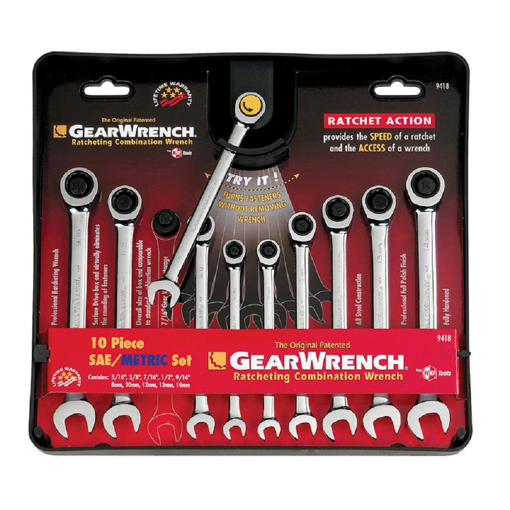 GearWrench 9418 Ratcheting Combination Wrench Set