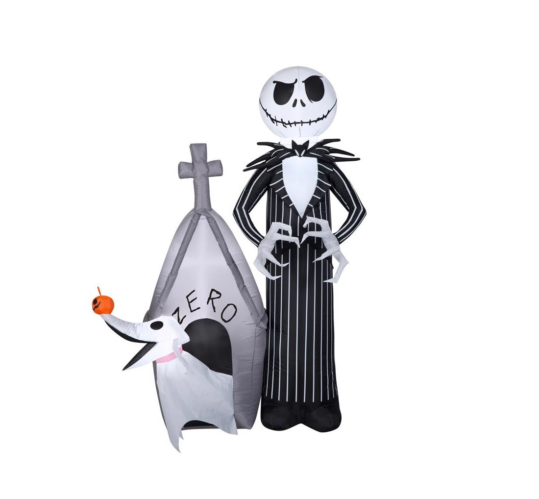 Gemmy 224416 Airblown LED Jack Skellington Jack and Zero Inflatable, 5 Feet