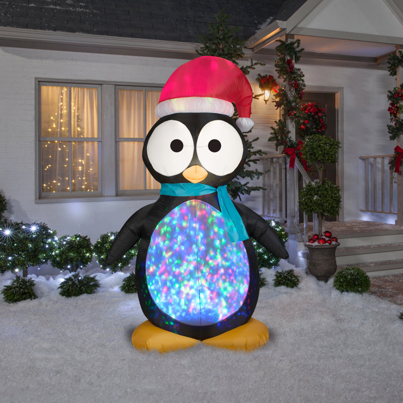 Gemmy 87752 Christmas Airblown Kaleidescope Penguin Inflatable, Fabric, 24-7/16" x 24-7/16" x 12"